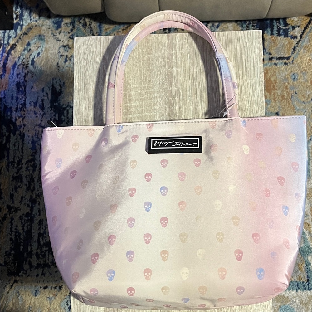 NWT Betsey Johnson Pastel Skull Insulated Lunch Tote / Satchel